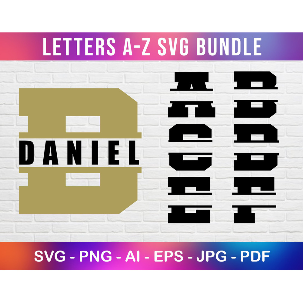 Bold Letters Customizable Name Svg for Clipart, Bold Split Monogram Svg, A to Z Alphabet Svg Bundle, 26 Alphabets.jpg