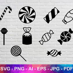candy svg bundle file, candy party svg, candy cane svg