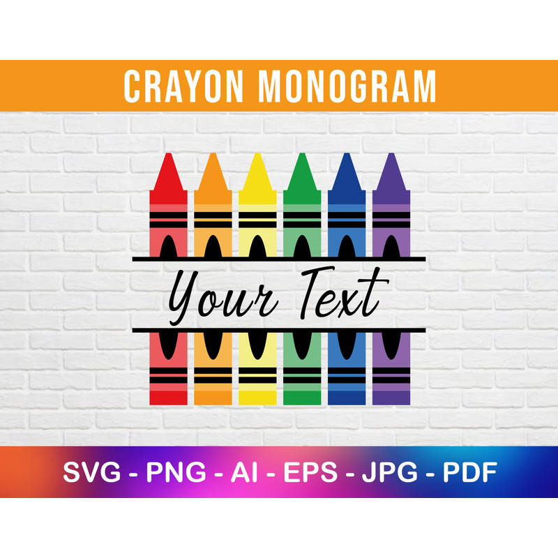 Crayon Monogram Svg File for Cricut, Back to School Png, Teacher Jpg.jpg