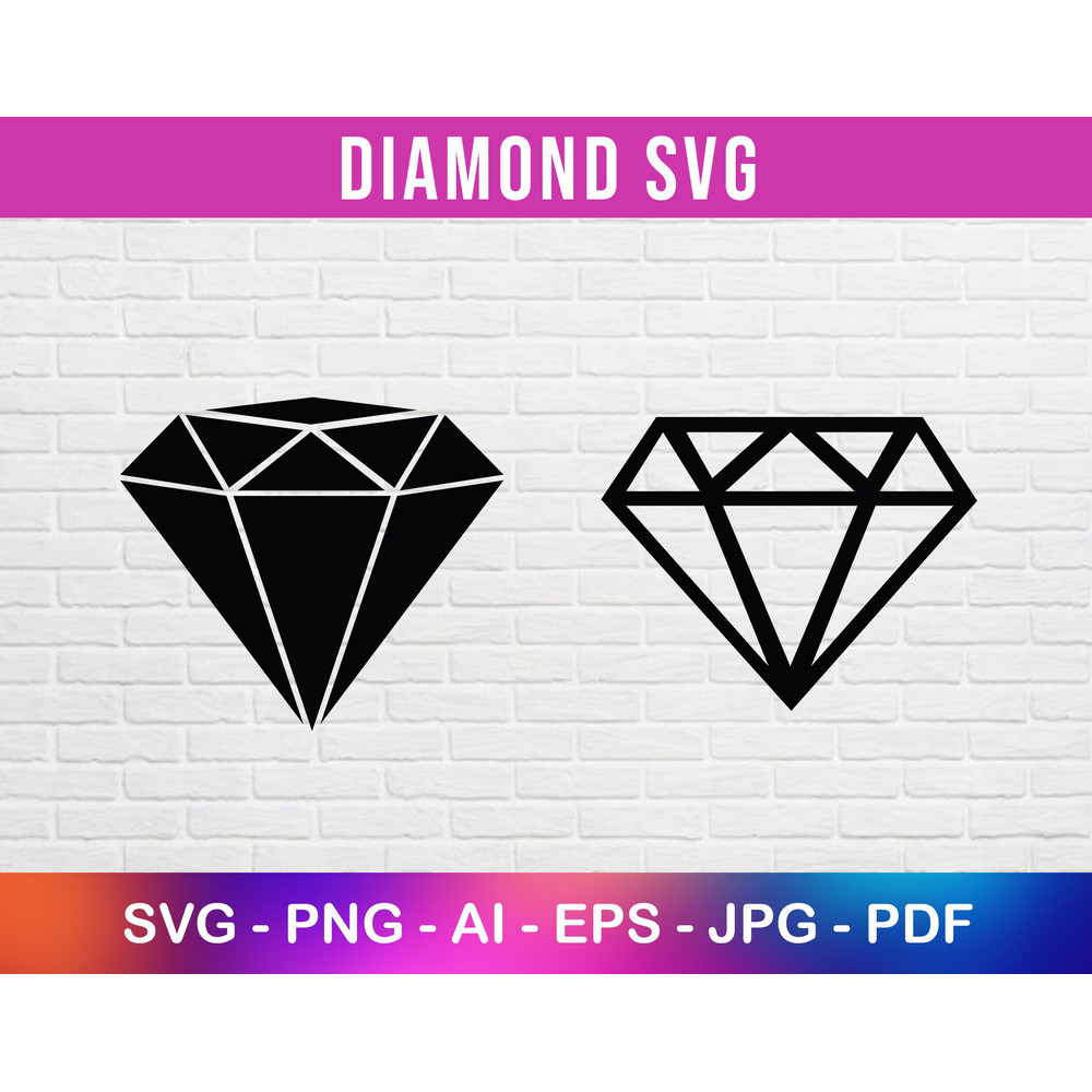 Diamond Svg File, Black Diamond Outline, Instant Svg.jpg
