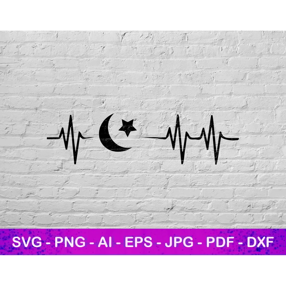 Heartbeat Islam Svg File, Silhouette Svg, Muslim Svg, Heartbeat Svg, Instant Svg File, Belief Svg, Instant Svg 1.jpg