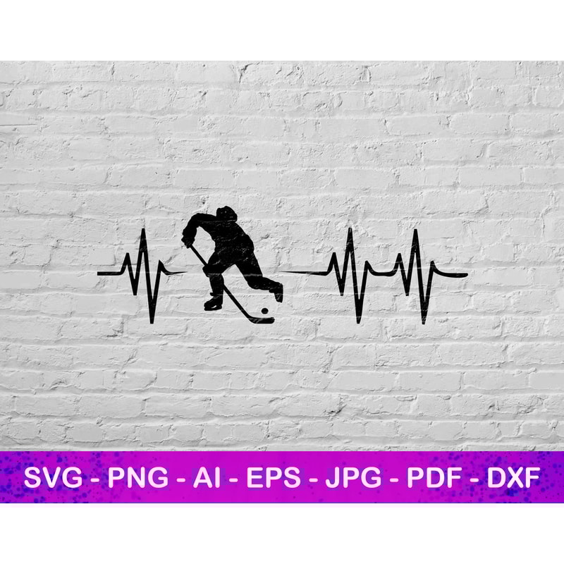 Heartbeat Hockey Svg, Hockey Svg File, Ice Sport Svg, Basic Svg, Heartbeat Svg, Instant Svg File, Sport Svg, Instant Svg.jpg