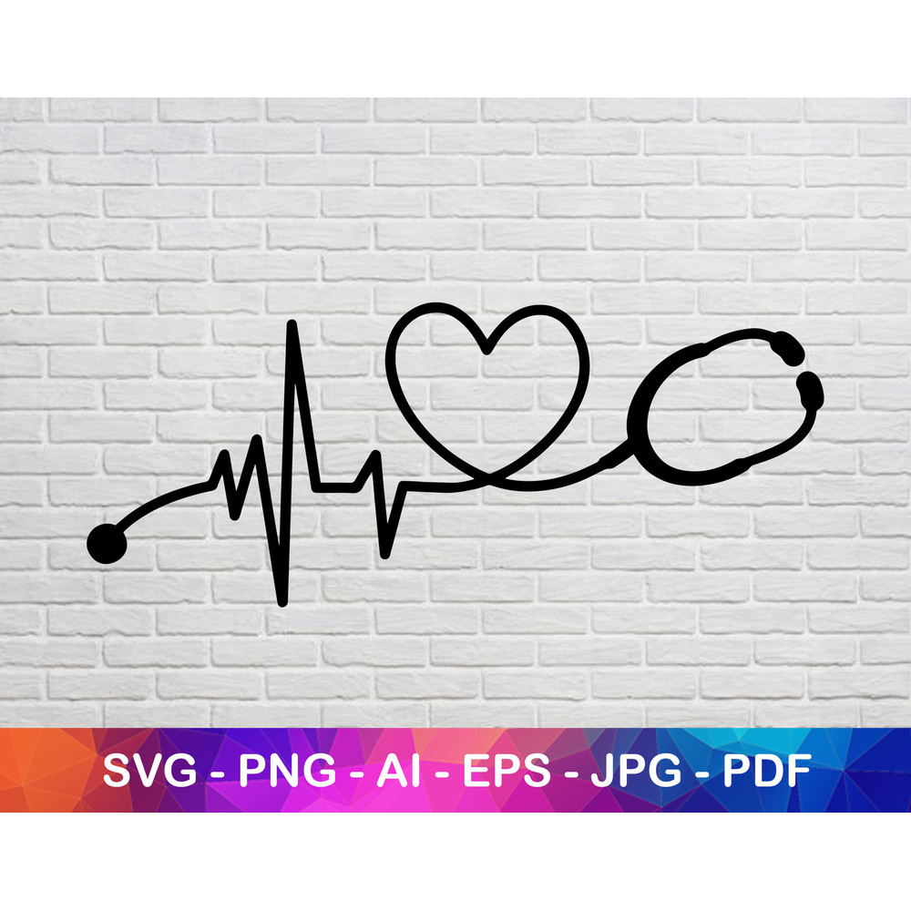 Heartbeat Nurse Svg File, Silhouette Svg, Nurse Svg, Heartbeat Svg, Instant Svg File, Health Svg, Instant Svg.jpg