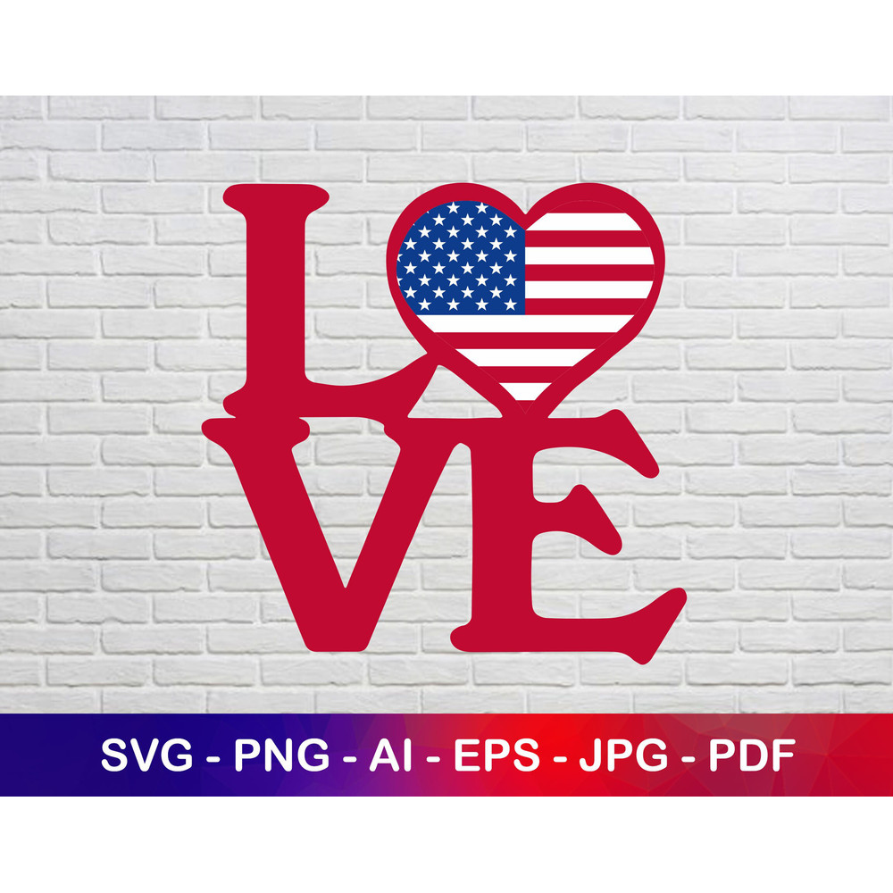 Love America Svg, Love Heart America Png, 4th July Svg, Letters Svg, Instant Svg.jpg