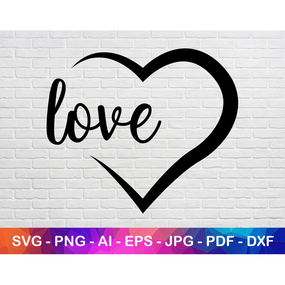 Love Heart Svg, Love Svg, Heart Silhouette Svg, Letter Svg, Silhouette Svg, Heart Shape Svg, Instant Svg.jpg