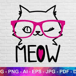 meow logo svg, nursery svg file, cute cat saying png, dxf, pdf files for cat lovers