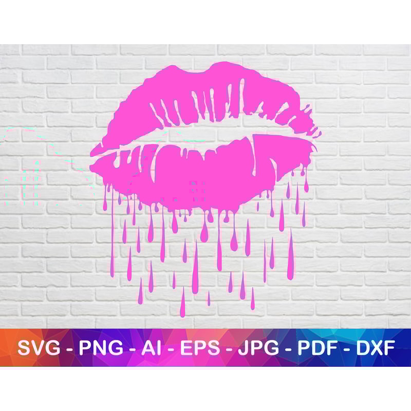 Pink Lips Svg, Valentines day Svg Files, Lips Silhouette, Instant Svg.jpg