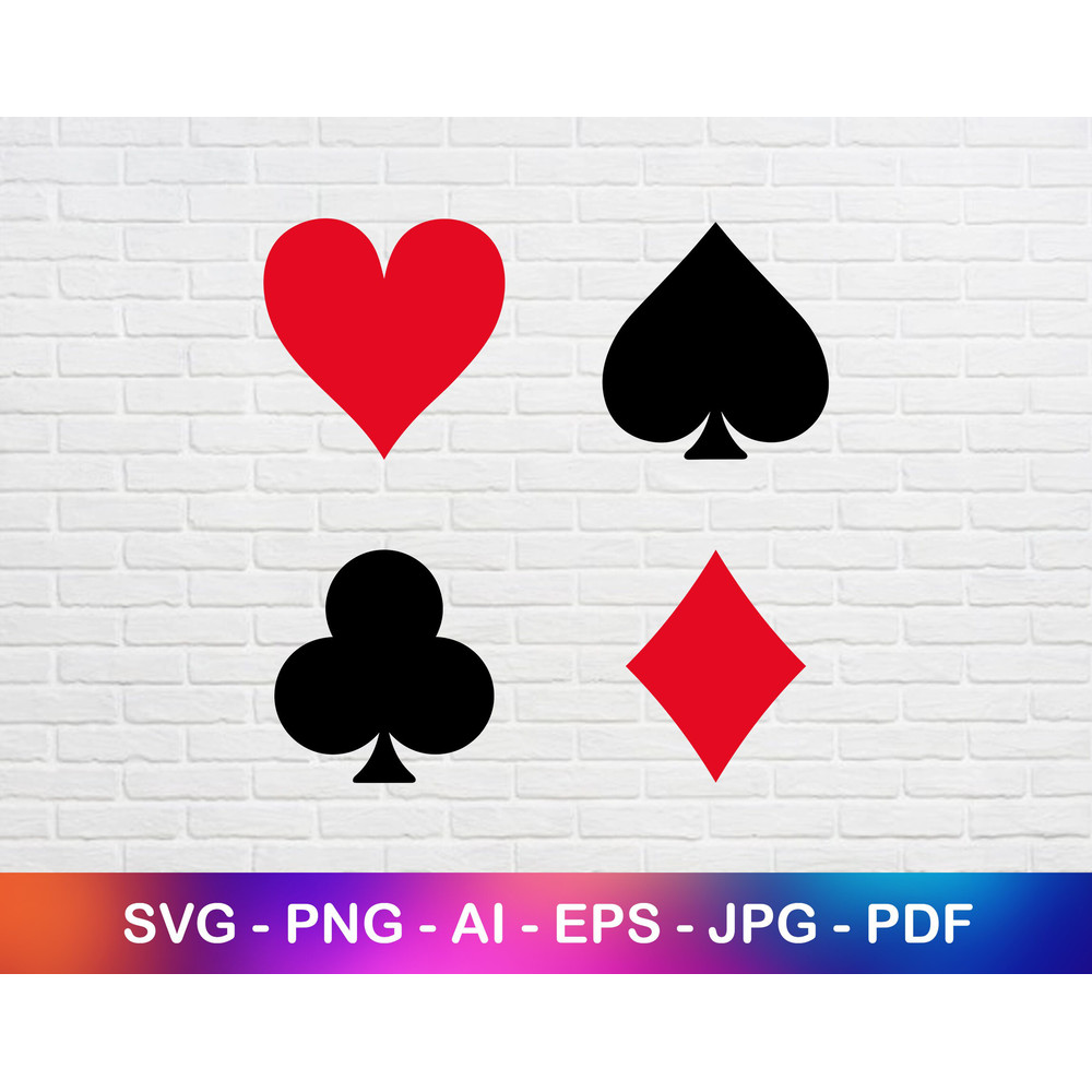Play Cards Suits Svg, Jpg, Pdf, Eps, Poker Game Silhouette.jpg