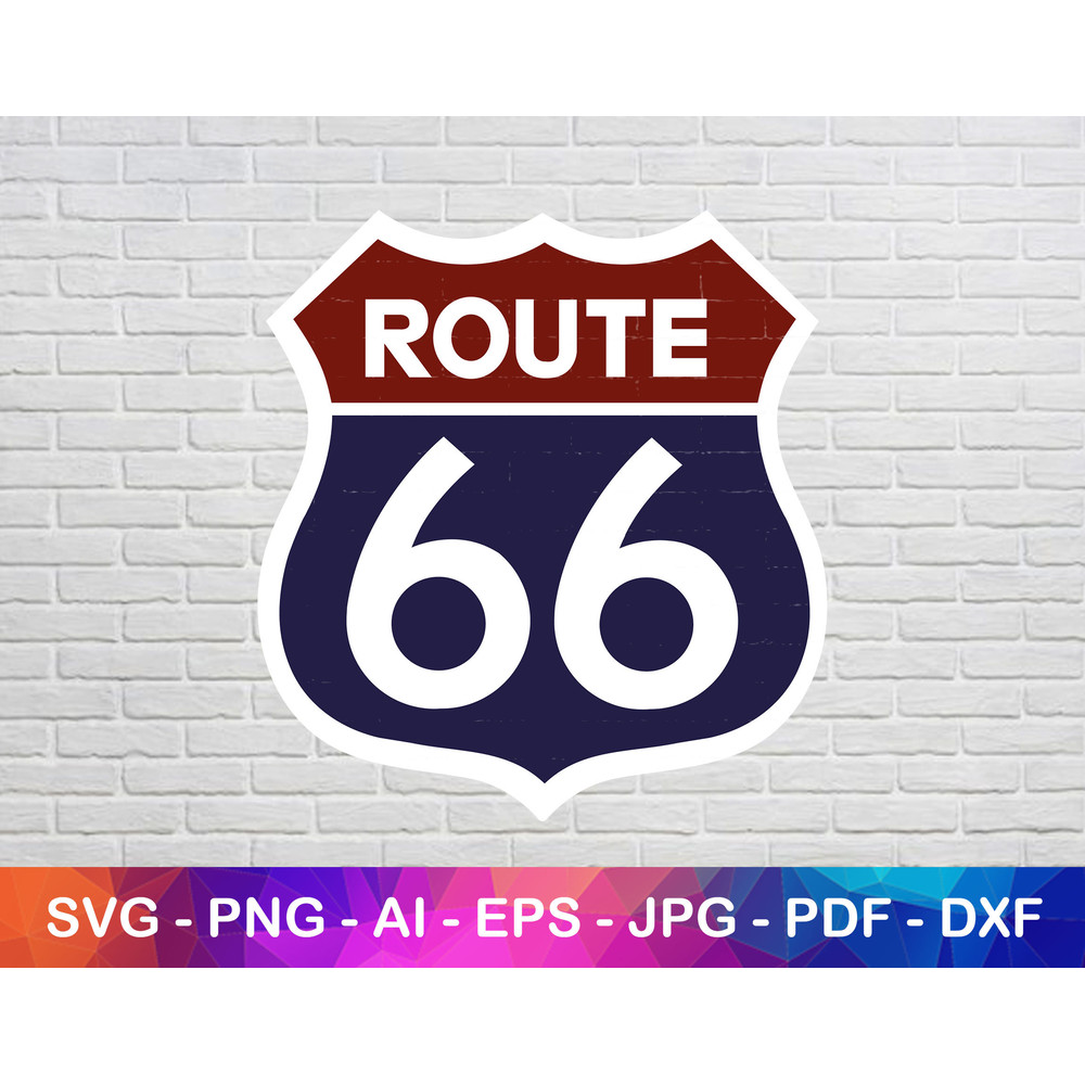 Route 66 Svg, Highway Sign Vector Clipart Illustration Dxf, Png, Pdf.jpg