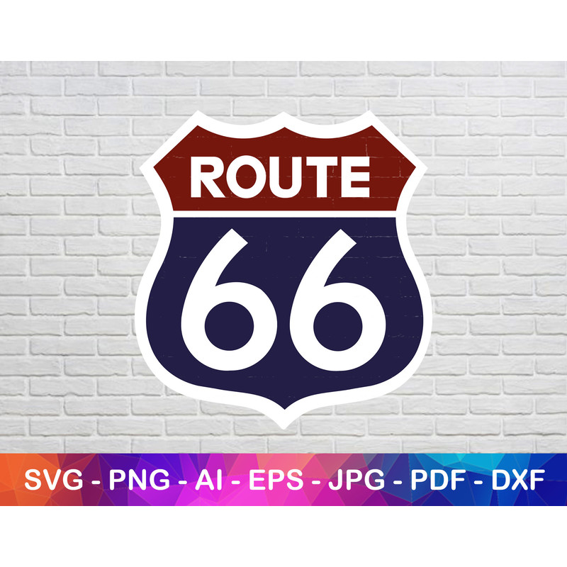 Route 66 Svg, Highway Sign Vector Clipart Illustration Dxf, Png, Pdf.jpg
