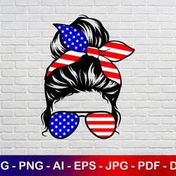 usa mom bun svg, american flag bun svg, 4th of july svg, mom svg, patriotic svg, instant svg 1
