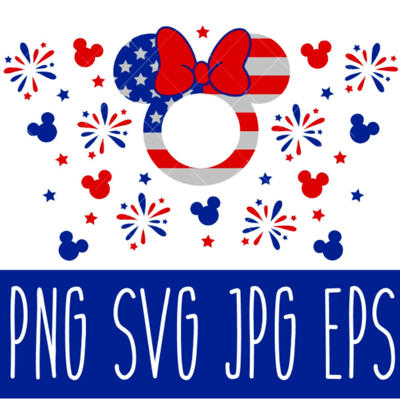 4th of July Girl Mouse Ears Flag Full Wrap Svg, Venti Cup Decal Svg, Coffee Ring Svg, Cold Cup Svg, Cricut, Silhouette Vector Cut File, USA.jpg