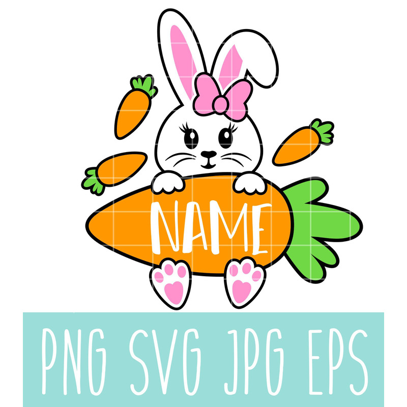 Bunny Girl Name Holder Svg, Happy Easter Svg, Easter egg Svg, Spring Svg, Cricut, Silhouette Vector Cut File.jpg