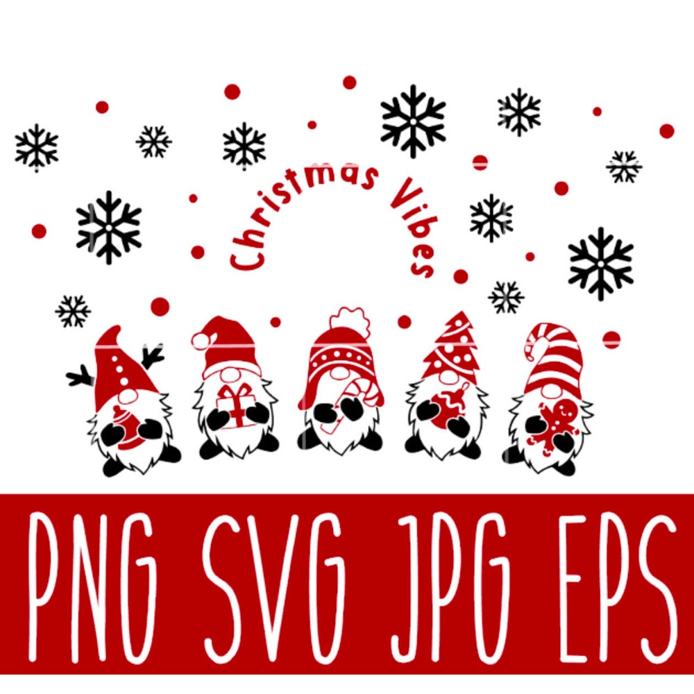 Christmas Gnomes Full Wrap Svg, Christmas Vibes Svg, Venti Cup Decal Svg, Cold Cup Svg, Cricut, Silhouette Vector Cut File.jpg