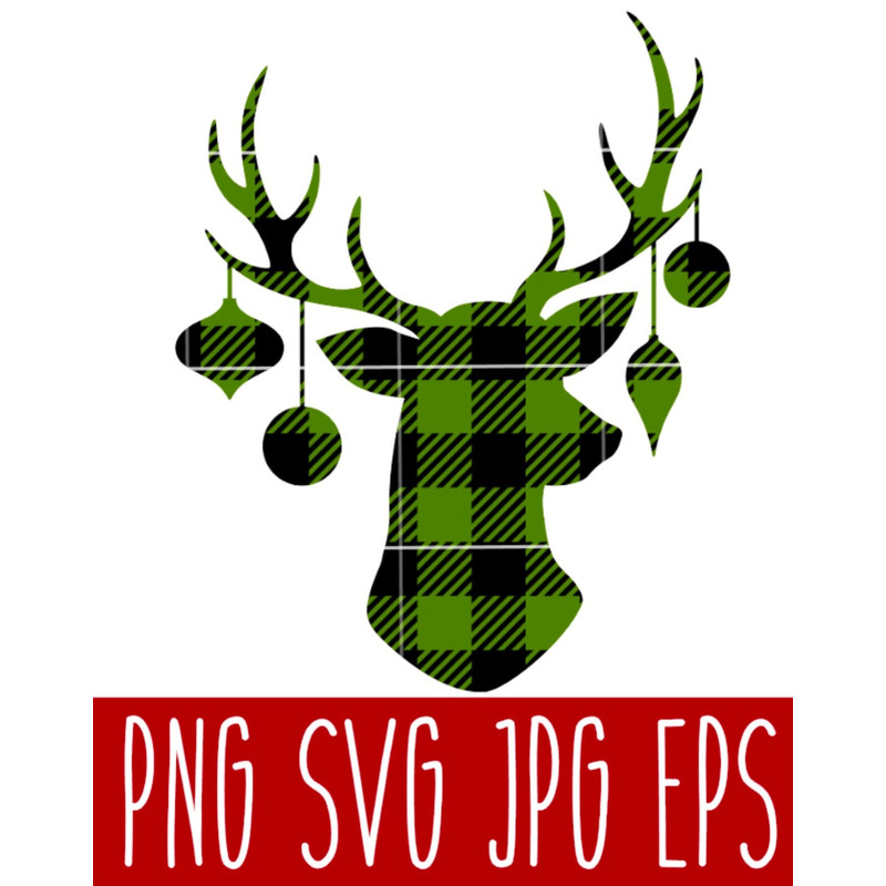 Christmas Reindeer Buffalo Plaid Svg, Merry Christmas Svg, Cricut, Silhouette Vector Cut File.jpg