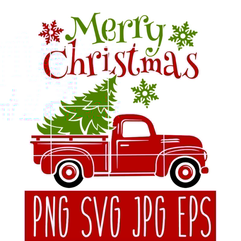 Christmas Truck Svg, Merry Christmas Svg, Red vintage Truck Svg, Christmas Svg, Cricut, Silhouette Cut File.jpg