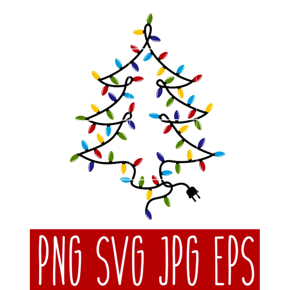 Garland Christmas Tree Svg, Christmas Lights Svg, Christmas Svg, Cricut, Silhouette Cut File.jpg