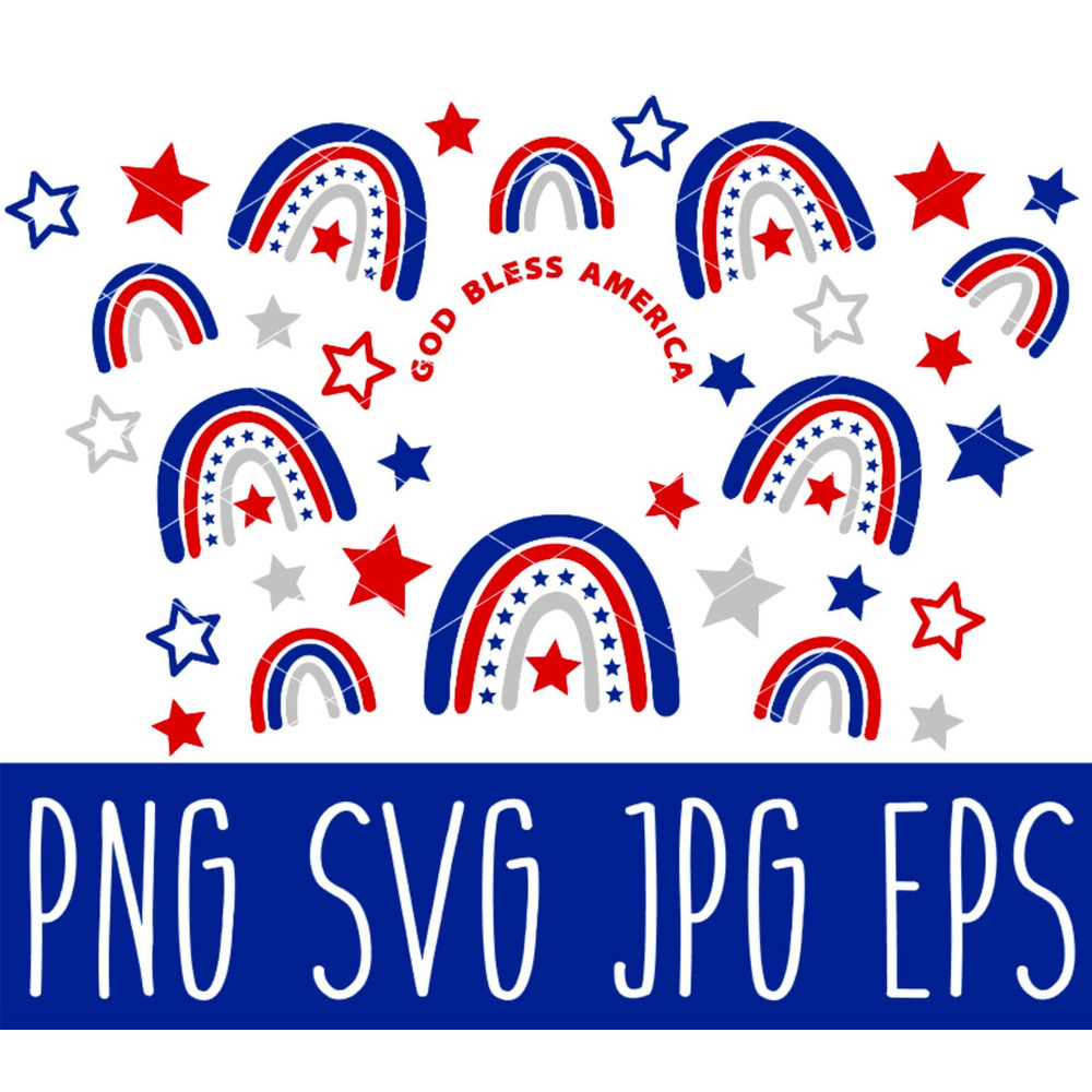 God Bless America Full Wrap Svg, Venti Cup Decal Svg, Coffee Ring Svg, Cold Cup Svg, Cricut, Silhouette Vector Cut File, USA.jpg