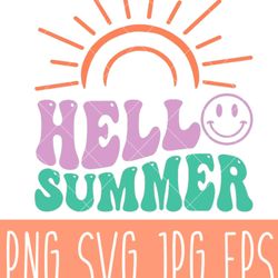 hello summer, summer svg, summer vacation svg, cricut, silhouette vector cut filesvg