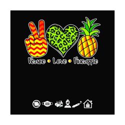 peace love pineapple svg, trending svg, fruit svg, fruit lover svg, pineapple svg, peace svg, love svg, leopard heart sv