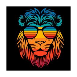 funny colorful lion with glasses svg, trending svg, colorful lion svg, lion svg, lion wears glasses svg, funny lion svg,
