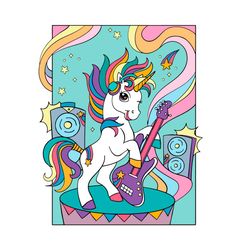 unicorn guitarist svg, trending svg, unicorn svg, rainbow unicorn svg, guitar svg, speaker svg, rainbow svg, star svg, m
