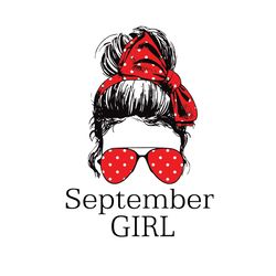 september girl red bandana sunglass face girls birthday svg, birthday svg, september svg, september girl svg, september