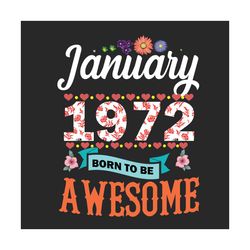 january 1972 born to be awesome svg, trending svg, january 1972 svg, 1972 svg, to be awesome, awesome svg, birthdays gif