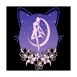 cute moon cat and sailor anime svg, animal svg, cute moon cat svg, sailor anime svg, cute cat svg, flower svg, funny ani