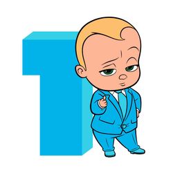 happy birthday cool boss baby in blue suit one year old svg