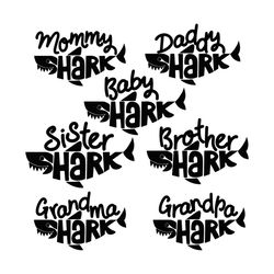 mommy baby sister family shark bundle svg, family svg, mommy shark svg, baby shark svg, sister shark svg, brother shark