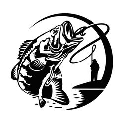bass jumping svg, fishing svg, bass fishing svg, fisherman catching fish svg, fisherman svg, jumping svg, fishing lovers