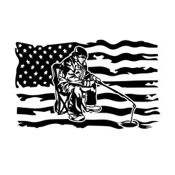 us ice fishing svg, fishing svg, american ice fisher svg, american flag svg, fisherman catching fish svg, fisherman svg,
