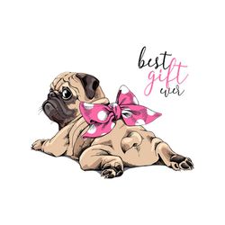 adorable beige puppy pug pink polka svg, trending svg, animal svg, best gift ever svg, puppy svg, bulldog svg, cute dog