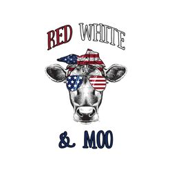 patriotic cow usa red white & moo with american svg, animal svg, red and white and moo svg, american flag svg, cow svg,