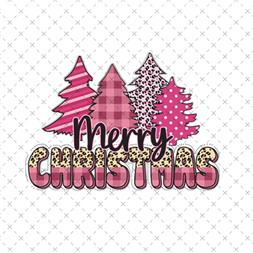 SI01112382-Pink Merry Christmas Trees T-shirt PNG, Winter PNG.jpg