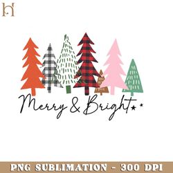 merry and bright about christmas tree png sublimation