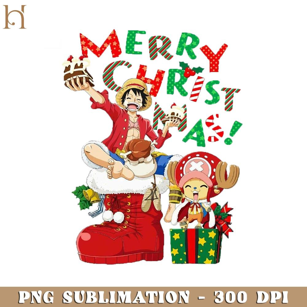 HMU1812231004-Merry Christmas From Luffy Chopper One Piece Luffy Chopper One Piece PNG Download, Xmas PNG.jpg
