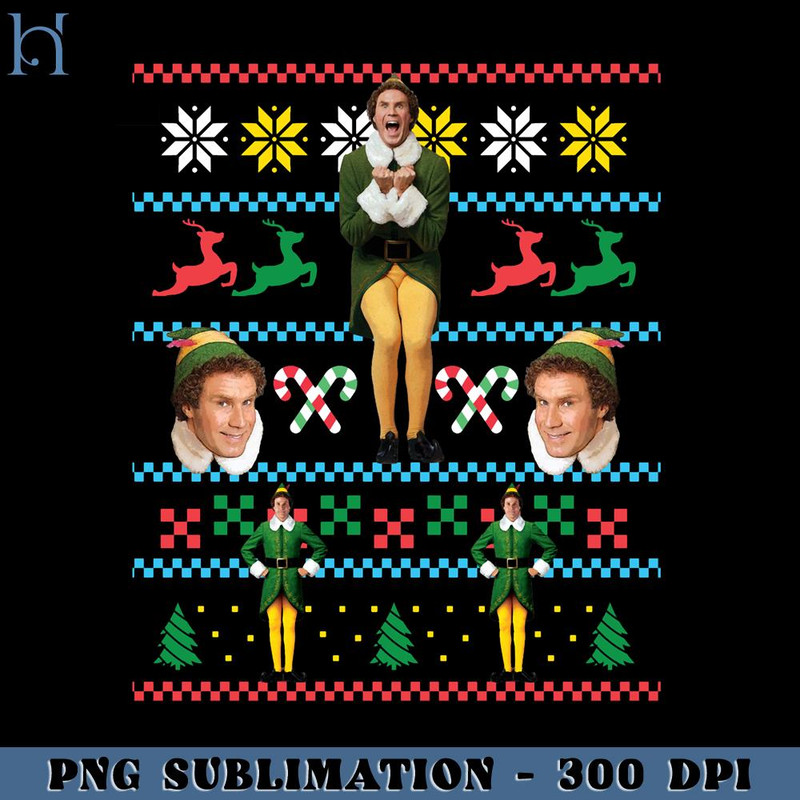 HMU181223504-Buddy The Elf Ugly Christmas Design Xmas Movie Fun Will Ferrell PNG Download, Xmas PNG.jpg