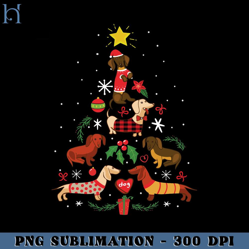 HMU181223759-Funny Dachshund Christmas Tree Ornament Decor PNG Download, Xmas PNG.jpg
