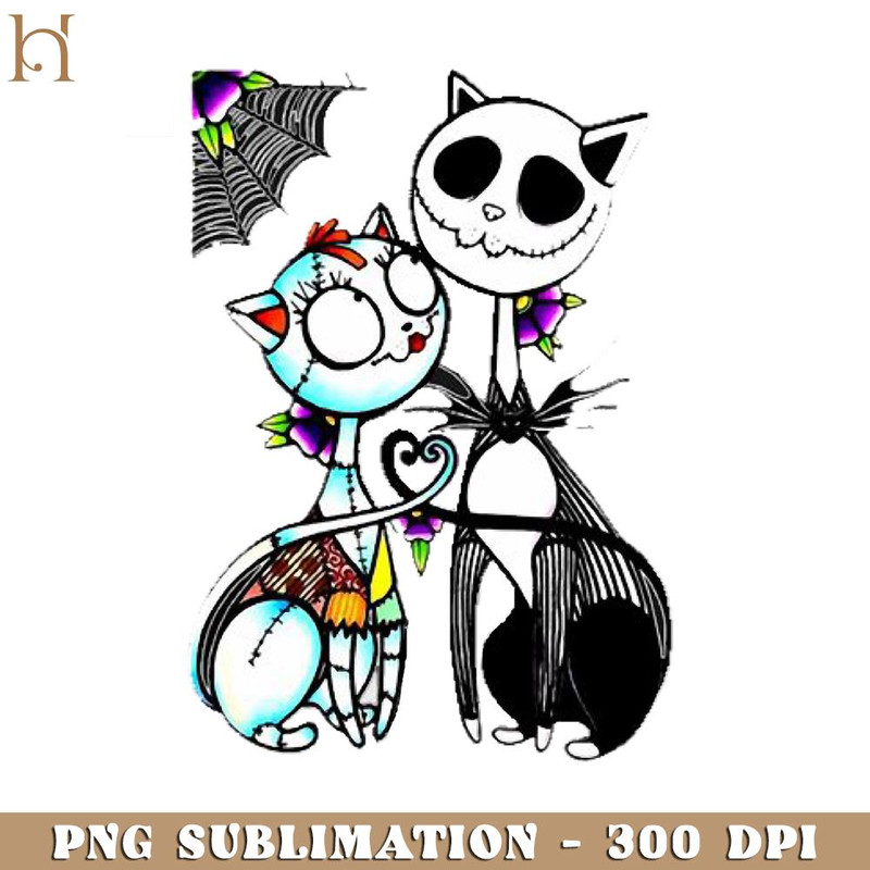 HMU181223634-Cute Cat Jack Skellington Sally PNG Download, Xmas PNG.jpg