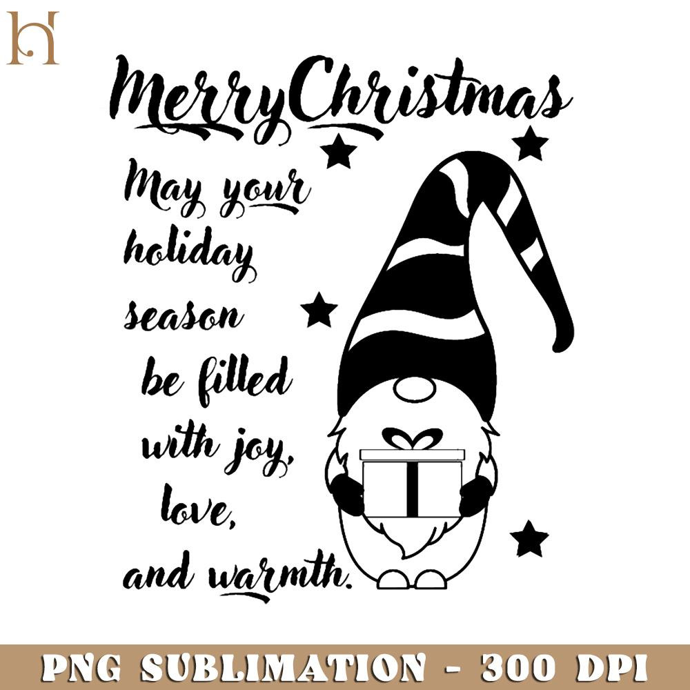 HMU181223636-Cute gnome with christmas christmas wishes monochrome graphics PNG Download, Xmas PNG.jpg