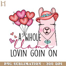 a whole llama lovin goin on cute llama valentine's day png design