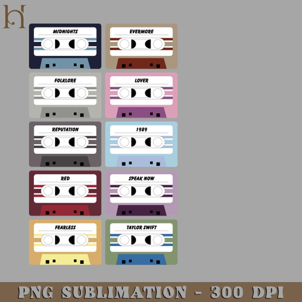 HMA211223387-Taylor Swift Eras Tour 10 Albums Cassette Tapes PNG Download.jpg