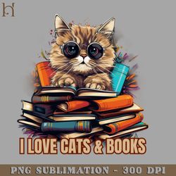 i love cats and books cats books art design 1166 png download