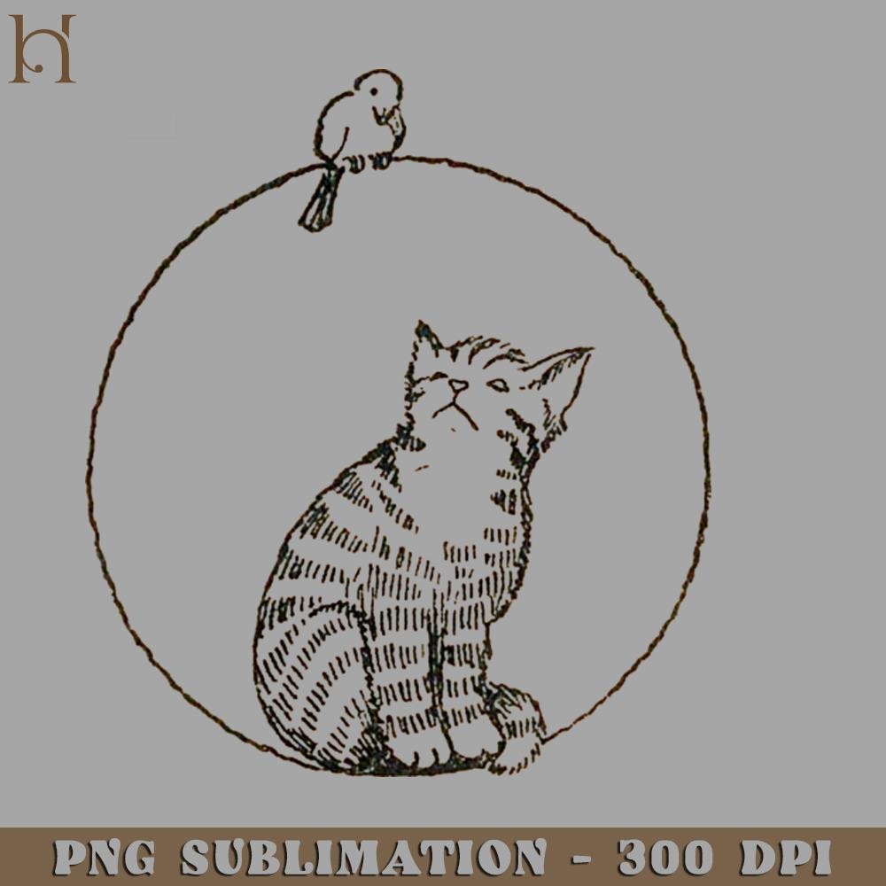 HMB211223863-Vintage Kitten and Bird 1920s PNG Download.jpg