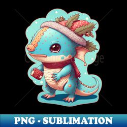 Christmas Axolotl Character holding a gift - Special Edition Sublimation PNG File - Fashionable and Fearless