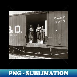 Boys Working on Railroad Car 1910 Vintage Photo - Instant Sublimation Digital Download - Spice Up Your Sublimation Projects
