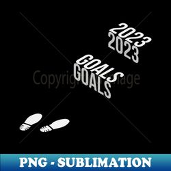 New Year 2023 goals Isometric stairs text effect with footprints - Signature Sublimation PNG File - Enhance Your Apparel with Stunning Detail