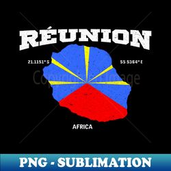 Runion Flag And Map Runion Coordinates Runion Location Runion Vacation Apparel - Vintage Sublimation Png Download - Enhance Your Apparel With Stunning Detail